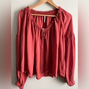 Free People NWT Banda Blouse Rusted Coral Combo Size Small